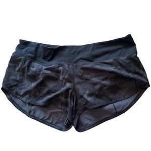 Lululemon Speed Up Black Camouflage Lined Low Rise Shorts 2.5”
